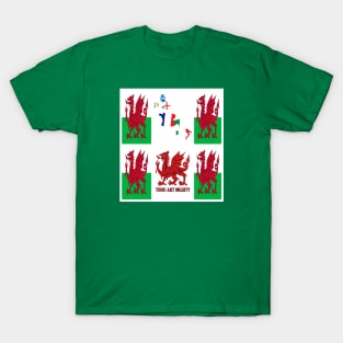 Wales Rugby Fan Baner Cymru Flag Design T-Shirt